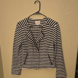 LOFT Striped Navy and Cream Blazer